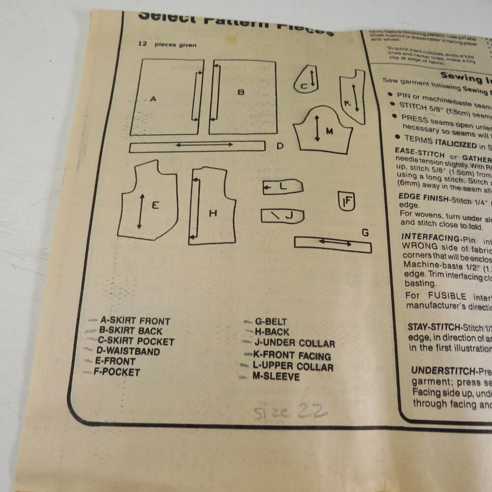 Simplicity 9650 clothing pattern top & skirt size 16-22 - Picture 4 of 9
